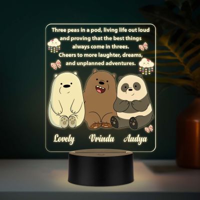 Customized Best Friends UV Print LED Night Light  Personalized Name & Quote Lamp